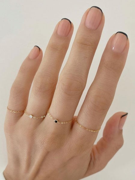 Dainty Black French Tip Nails