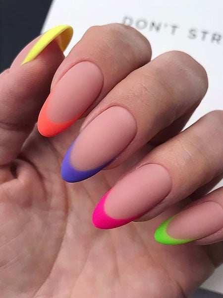 Fluro Matte French Tip Nails