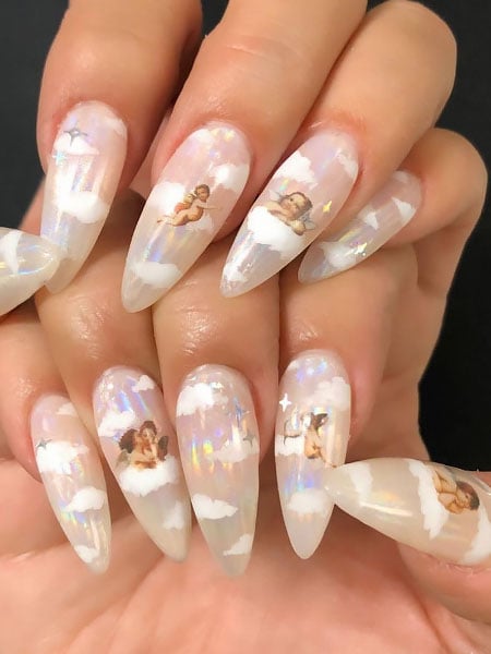 Iridescent Angel Nails