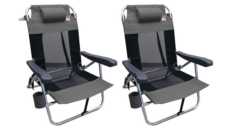 Outdoor Spectator Multi Position Flat Folding Mesh Ultralight Beach Chair