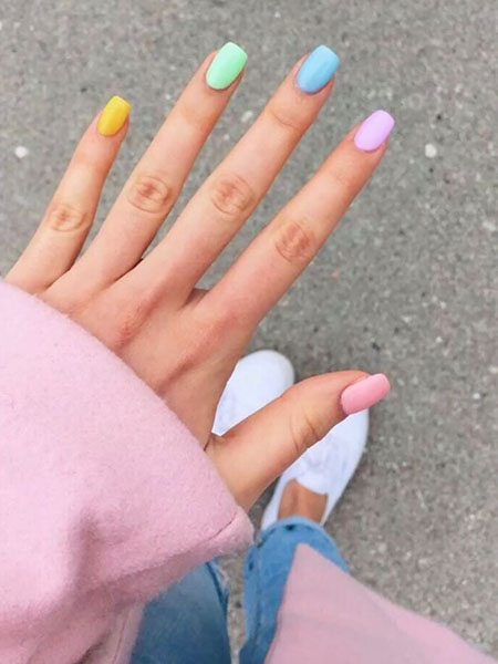 Pastel cheap rainbow nails