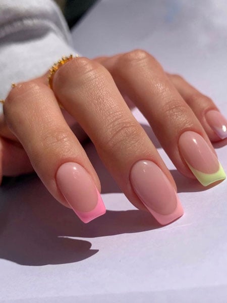 Pastel Shades French Tip Nails