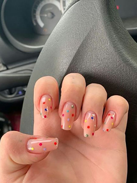 Rainbow Dots Nails