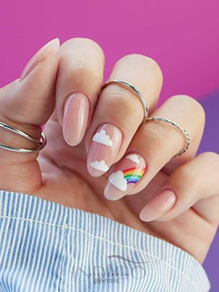 Rainbows With Clouds Nails