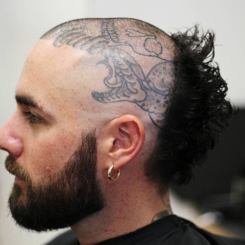 Scullet With Head Tattoo