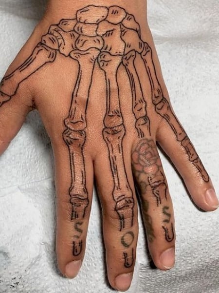 Tattoo uploaded by Chandler  Covered up some letters last night with skeleton  fingers  Tattoodo