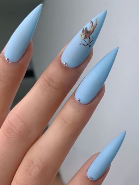 Stiletto Nails With Angel Feature Nails