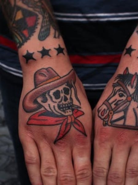 Traditional Skeleton Hand Tattoo 
