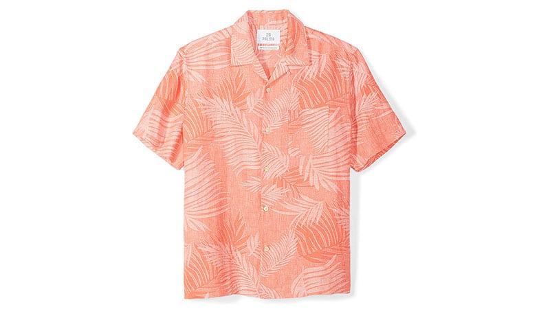28 Palms Men's Relaxed Fit Silk Linen Tropical Leaves Jacquard Shirt
