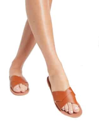 Asos Design Facts Cross Strap Mule Sandals In Tan