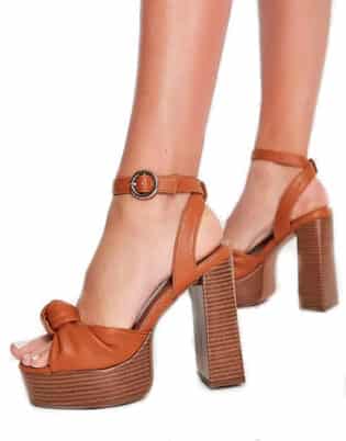 Asos Design Neptune Platform High Heeled Sandals In Tan