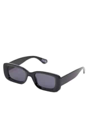 Asos Design Square Bevelled Sunglasses In Black