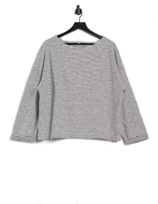 Allsaints Adelise Stripe Long Sleeve Top In Grey