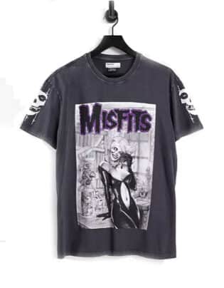 Bershka Misfits T Shirt In Black
