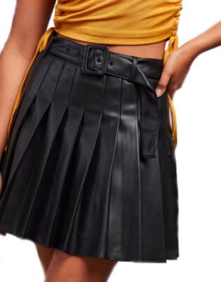 Dazie Replay Pleated Pu Mini Skirt