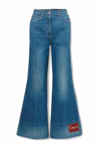 Gucci Appliquéd High Rise Flared Jeans