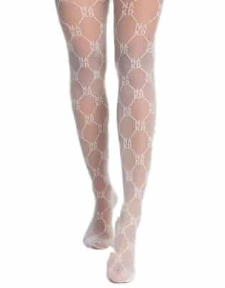 Hunkemöller X Na Kd Sheer Logo Tights In White