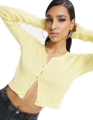 I Saw It First Cropped Cardigan In Lemon