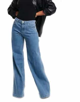 J Brand Evytte 70s Mid Rise Wide Legged Jeans In Mid Wash Blue