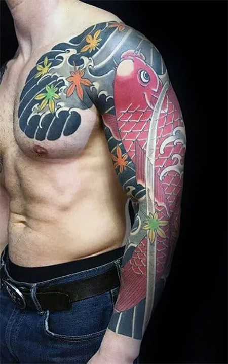 Koi Fish Sleeve Tattoo Men