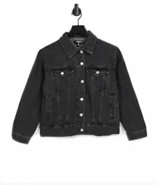 Missguided Petite Oversized Denim Jacket In Black