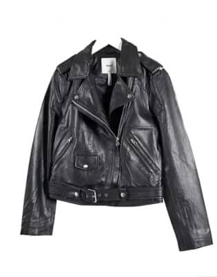 Object Real Leather Jacket In Black