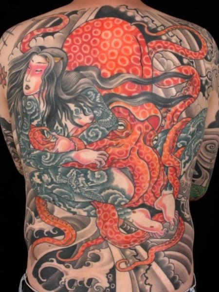 Octopus Back Tattoo