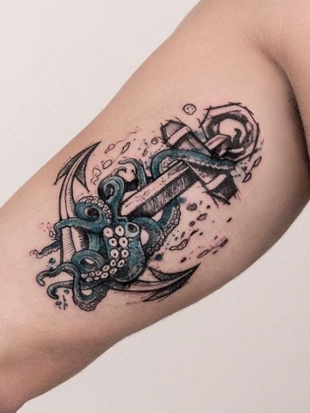 Octopus And Anchor Tattoo