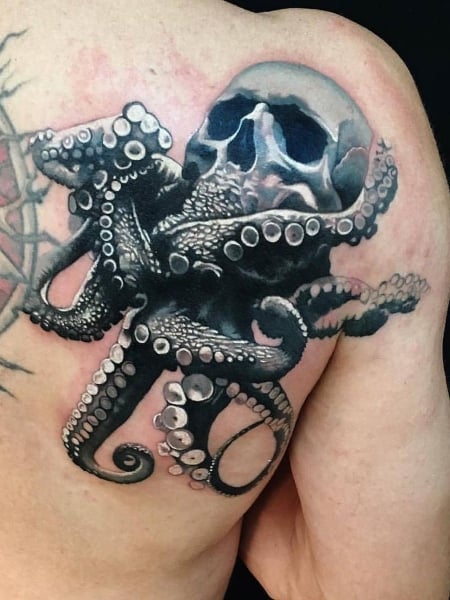 Octopus And Skull Tattoo