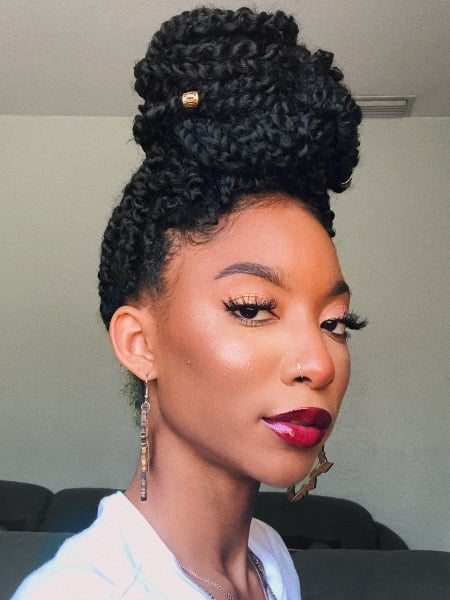 Passion Twists Top Bun Hairstyle