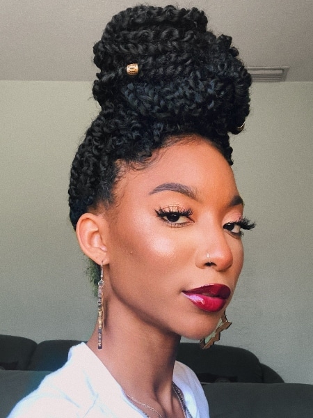 Passion Twists Top Bun Hairstyle