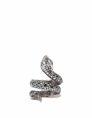 Reclaimed Vintage Inspired Ring With Snake Design And Stones In Silver Exclusive At Asos