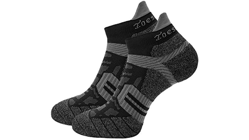 Toes&feet Men's Anti Odor Quick Dry Cushion Low Cut Compression Running Socks
