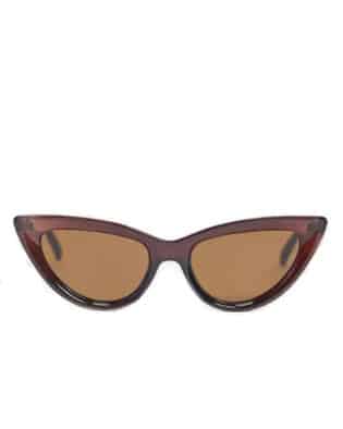 Topshop Brown Plastic Cat Eye Sunglasses With Crystal Lenses