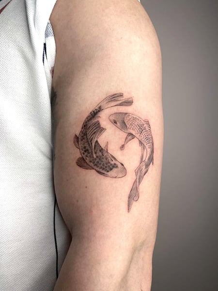 Two Koi Fish Tattoo Men