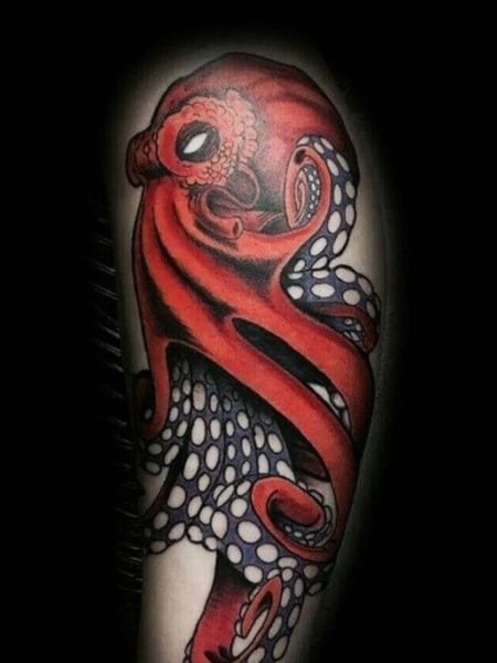 Red Octopus Tattoo