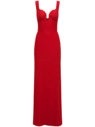 Alexander Mcqueen Leaf Crepe Long Dress W: Corset