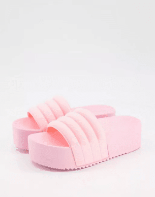 Asos Design Flori Flatform Sliders In Baby Pink