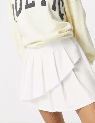 Asos Design Mini Pleated Tennis Skirt With Asymmetric Wrap Detail In White