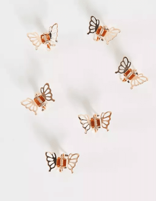 Asos Design Pack Of 6 Hair Mini Butterfly Hair Claws