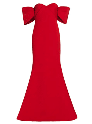 Badgley Mischka Scuba Off The Shoulder Gown