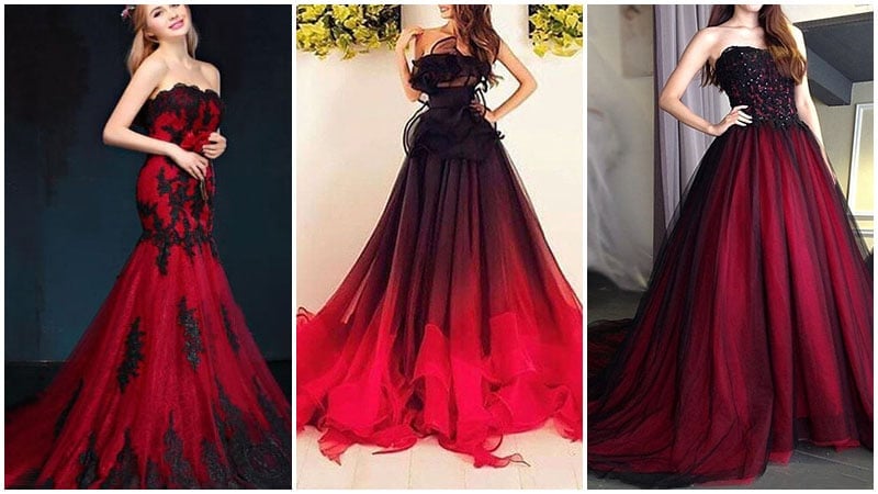 Black And Red Wedding Dresses