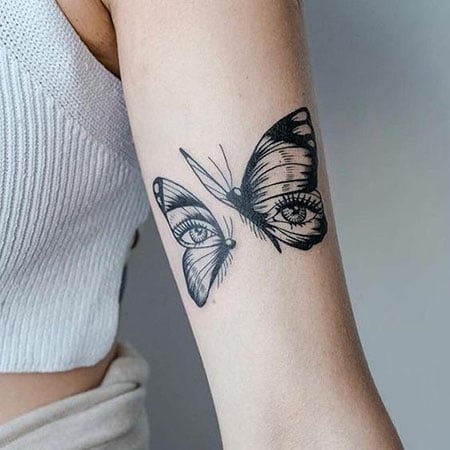 Butter Fly With Eyes Tattoo