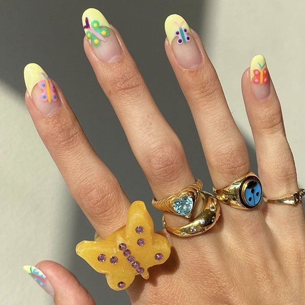 Butterflies With Lime French Manicure Pretty Nails Laurenladnier