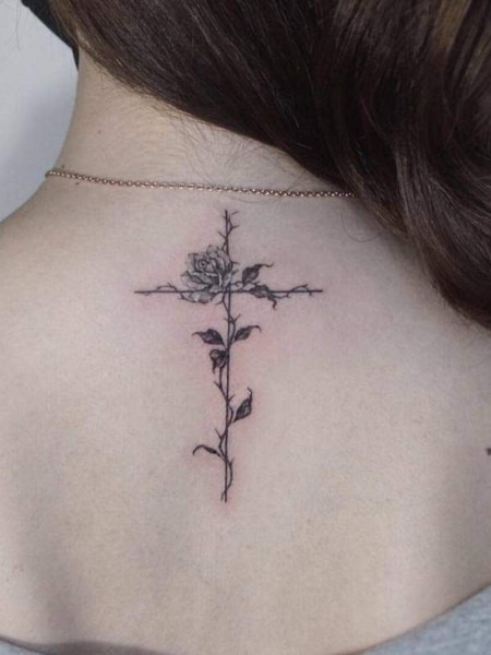 Cross Back Tattoo 