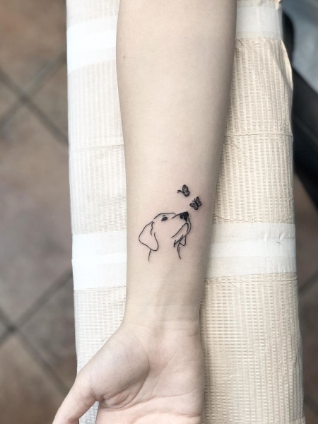 Outline Dog Ear Tattoo Designs For Minimalist Dog Lovers  Tattoo Glee