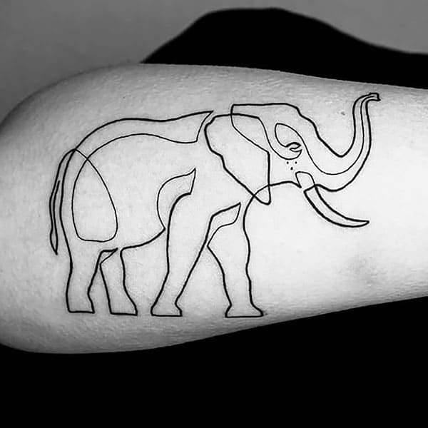 Elephant Outline Tattoo