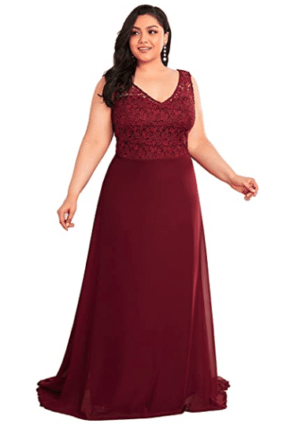 Ever Pretty Women's Plus Size V Neck Floral Lace Bridesmaid Dress