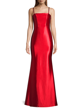 Faviana Satin Open Back Mermaid Gown