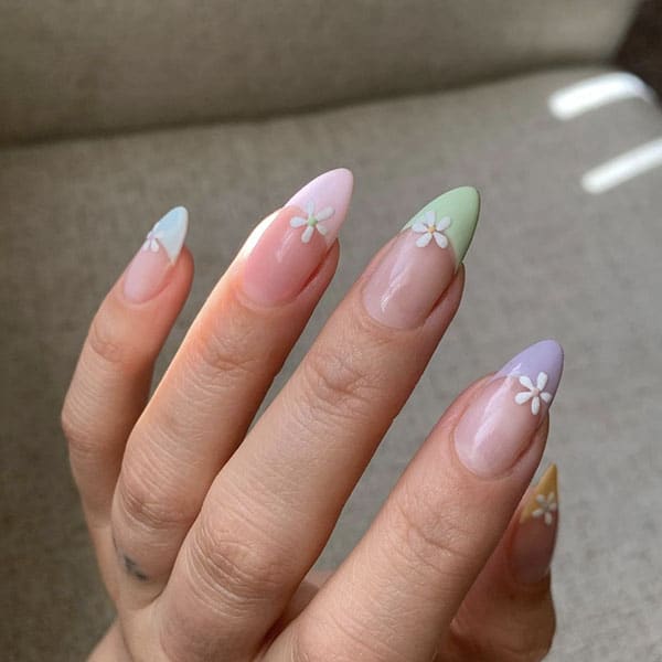 Florals With Pastel French Manicure Pretty Nails Banicured 